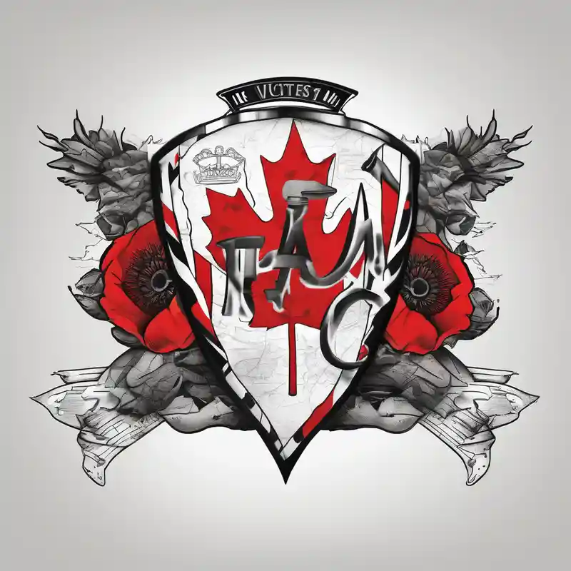 black and white style Second Skin Tattoo Ideas in 2025 about I AM Invictus Games tattoo with Canada and UK flag. Include poppies and RAF logo second skin tattoo and I AM Invictus Games tattoo with Canada and UK flag. Include poppies and RAF logo second skin tattoo